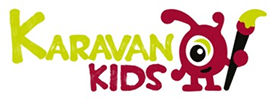 Karavan Kids – Logo ludique avec mascotte et pinceau